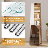 LVSOMT 360° Swivel Jewelry Cabinet with Full Length Mirror, 63" Large Jewelry Armoire Organizer, Lockable Mirror with Jewelry Storage, Floor Standing Mirror, Rear Storage Shelves LVSOMT