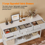 White 47" Console Sofa Table with 3 Drawers and Multi-Tier Storage Shelves for Entryway and Living Room Furologee