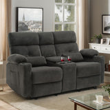 Consofa Power Reclining Loveseat with Console, Power Loveseat Recliner Sofa with Heat and Massage, Extended Footrest, Reclining Loveseat with Cup Holders, Lumbar Support for Living Room, RV Loveseat Consofa