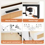 Mericonia 6 Drawer Double Dresser for Bedroom, Rattan Chest of Dressers, Modern Wooden Dresser Chest with Golden Handles for Bedroom,Living Room, Hallway and Entryway Mericonia