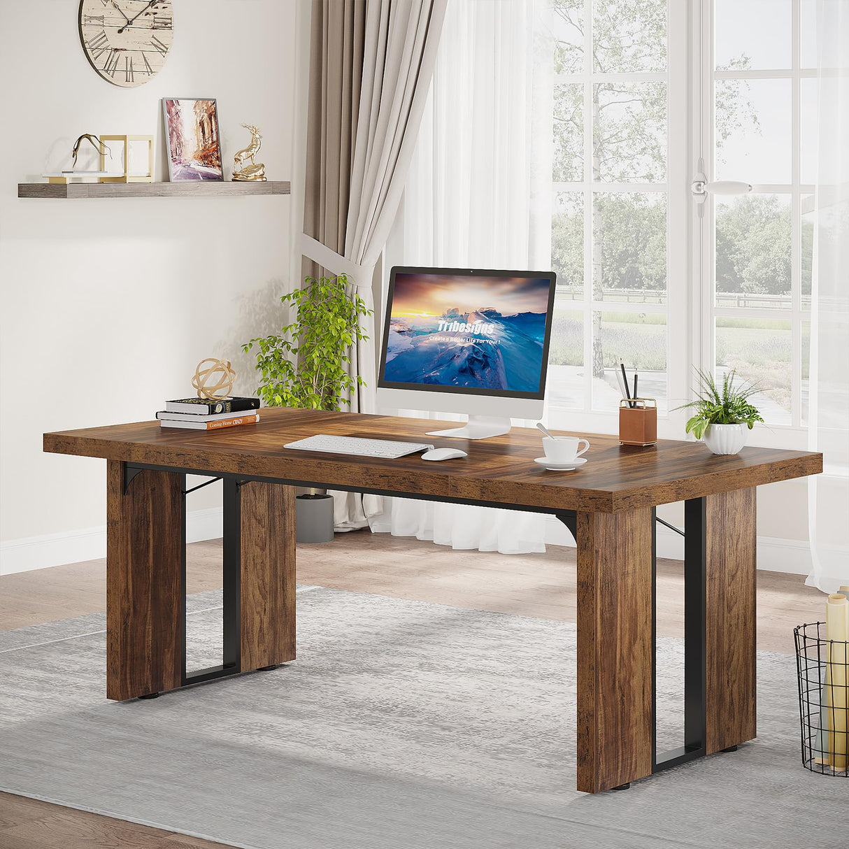 Tribesigns 70.9" Executive Desk, Large Office Computer Desk, Simple Laptop Desk Study Writing Table Workstation for Home Office Tribesigns