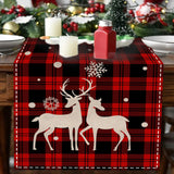 Buffalo Plaid Christmas Table Runner 13" x 72" Long Linen Xmas Reindeer Table Runner Christmas Decoration, Joy Apatsp