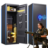 TXTDPL 14-18 Gun Safe,Gun Safe Biometric Fingerprint Fireproof,Quick Access Gun Cabinets for Rifles and Shotguns with Removable Shelves,Easy Assembly,Led Light (57" H X 17.7" W X15.7 D) TXTDPL