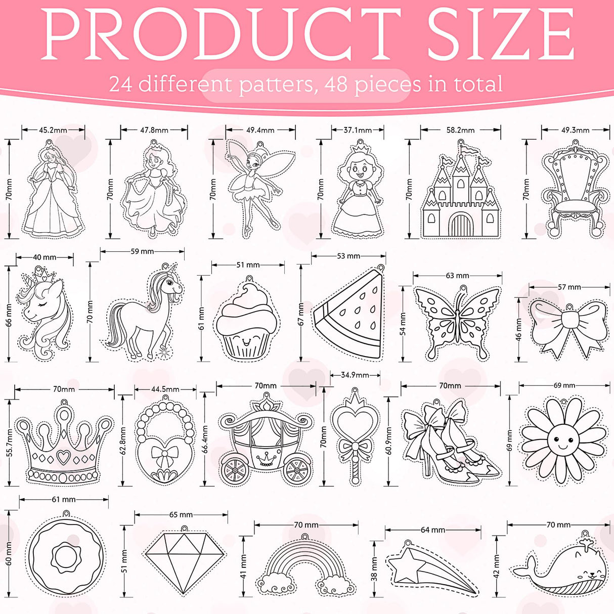 Sratte 48 Pcs Sun Catcher Kits Unicorn Art Window DIY Suncatchers Craft Princess Window Art Suncatcher Paint with 24 Suction Cups for Princess Summer Painting Birthday Party Favor Sratte