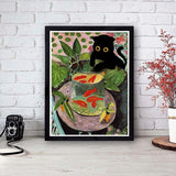 5D DIY Diamond Painting Kits for Adults,Cats Fishing for Goldfish Diamond Painting Full Drill Round Art Gems Diamond Art Perfect for Home Wall Decor(12x16 Inch) ASslanLYs