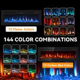 60 Inches Electric Fireplace Inserts, Ultra-Thin Fire Place Heater, Floating Wall Faux Fireplace Electric with Higher Temperatures & Lower Noise, Aesthetic Design & Realistic Flames, 750/1500W Tehanld