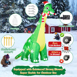 13FT Giant Dinosaur Christmas Inflatable Decorations, Built-in LED Lights, Strong Blower Huge Blow Up Yard Clearance Decor with Large Candy Cane Xmas Santa Hat Outdoor Indoor Holiday Party zukakii