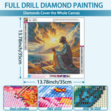 YQFCZDQ Jesus Christ Prayer Diamond Art Kits for Adults,Sunset Landscape 5D Diamond Painting Kits for Beginner,DIY Round Full Drill Diamond Dots Paintings Picture Gem Art&Crafts Home Decor 13.8x13.8in YQFCZDQ