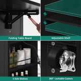 YITAHOME Kitchen Island with Drop Leaf, 47 Inch Mobile Stroage Islands with Stainless Steel Top, Rolling Island Table with Power Outlet, Adjustable Shelves, Spice Rack, Towel Rack for Kitchen, Black YITAHOME