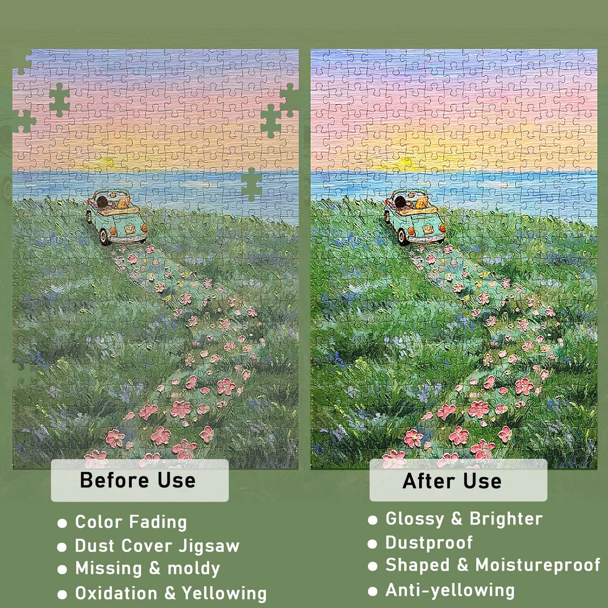 Jigsaw Puzzle Glue Clear With Sponge Head, Replace Puzzle Saver for 3000/3500/5000 Pieces, Suitable for Paper and Wood, Water-Soluble Craft Glue (2 Bottle X 120ML) Unixing