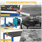 DWVO Portable Welding Table with Wheels, 36" x 18" Rolling Welding Table Top with 5/8" Fixture Holes & Storage Tray, 1200lb Load Capacity Metal Welding Bench, Extra Middle Shelf for Convenient Storage DWVO