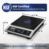 ChangBERT Induction Cooktop, Commercial Grade Portable Cooker, Large 8” Heating Coil, 18/10 Stainless Steel Countertop Burner with NSF Certified, 10 Hours Timer, Powerful 1800W Professional Hot Plate CHANGBERT