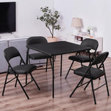 VECELO Folding Card Table and Chair Set of 5 Portable with Padded Tabletop, No Assembly Required, Black VECELO