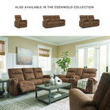 Signature Design by Ashley Edenwold Contemporary Faux Leather Manual Reclining Loveseat with Console, Storage and Cup Holders, Dark Brown Signature Design by Ashley