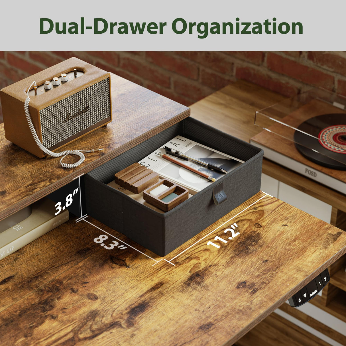 Agilestic Electric Standing Desk with 2 Drawers and Keyboard Tray, 48 x 24 Inches Ergonomic Adjustable Height Desk with Storage, Sit Stand Computer Workstation, Rustic Brown Agilestic