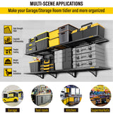 Aecxm 4 Pack-1.64x4ft Wall Garage Storage Shelf, Adjustable Sliding Rail Design Garage Wall Shelf, for Tool Room, Storage Garage Wall Storage Shelf (Black) Aecxm