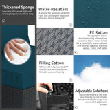 Rattaner 4 Pieces Patio Furniture Set Outdoor Sectional Wicker Patio Furniture Long Patio Couch with Ottoman and Outdoor Storage Table Weathering Rattaner