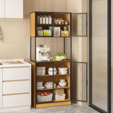 VECELO 72in Tall Kitchen Pantry Cabinet with Doors and Shelves, Large Freestanding Storage Cupboard with Countertop Hutch, Rustic Brown VECELO