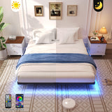 Awesofurni Floating Bed Frame Queen Size, Queen Bed Frame with Smart LED Lights, Heavy Duty Modern Metal Platform Bed No Box Spring Needed - Easy Assembly and Noise Free Awesofurni