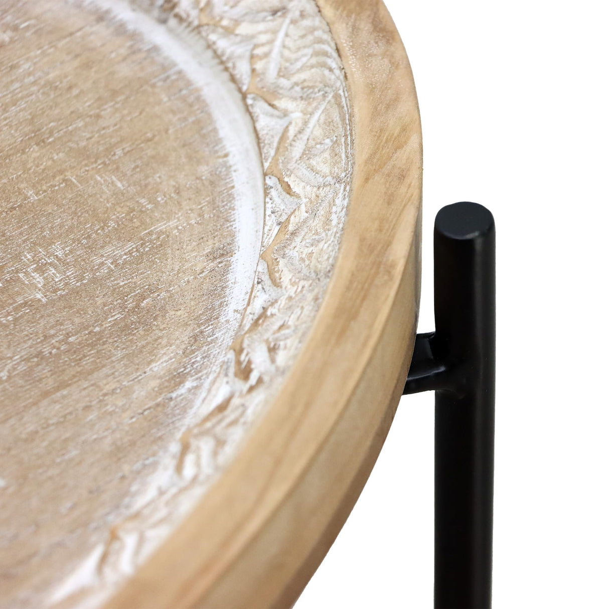 PARISLOFT Farmhouse End Table with Wheels, 2 Tier Side Table with Tray Top, Metal and Wood Rolling Coffee Table for Sofa, Kitchen, Living Room, Bedroom PARISLOFT