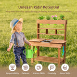 OOOK Potting Bench with Removable Sink, Potting Benches for Outside, Mud Kitchen for Kids Outdoor with Gardening Tools, Watering Can, Flower Pot, Ideal Gift for Boys and Girls 3+, Solid Fir Wood OOOK