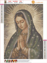 F-CANLAN Round Full Drill Diamond Painting Kit, 5D Pray Virgin Mary Diamond Dots Arts Crafts Set Religious Belief Diamond Painting with Gem for Adult Beginner Virgin Mary Room Decor (12X16 inches) F-CANLAN
