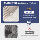 MAXYOYO Bean Bag Chair for Adults, Upholstered Floor Sofa with Armrests, Loveseat Boneless Couch with Tufted Cushion & Backrest, Sofa in A Box, Large Bean Bag Couch for Bedroom Living Room, Beige MAXYOYO