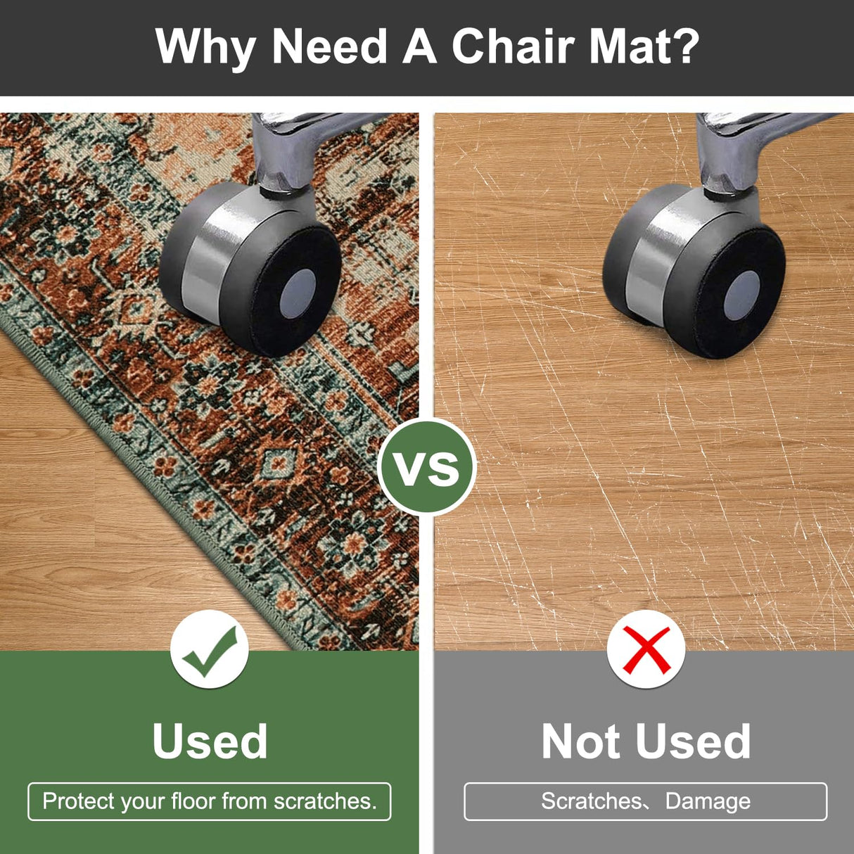 Anidaroel 48"x60" Chair Mat for Hardwood Floor/Tile Floor, Desk Chair Mat for Hard Floors, Under Desk Rug Protector for Rolling Chair, Computer Gaming Chair Mat, Low Pile Carpet Floor Mat Anidaroel