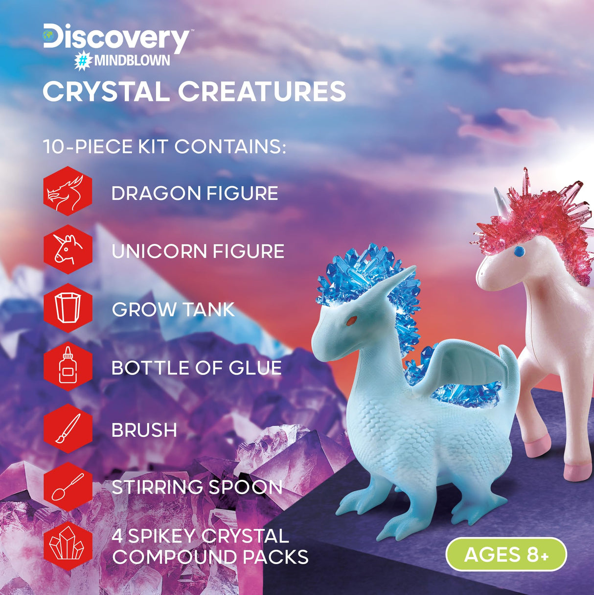 Discovery #MINDBLOWN Dragon & Unicorn Crystal Grow Kit DIY STEM Activity Set Educational Arts & Crafts for Kids Children's Chemistry & Science Learning Toy Fun & Safe Science Project Gift Ages 8+ Discovery Kids