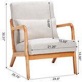 Hjaustevy Accent Chairs, Set of 2 Mid-Century Modern Chair with Pillow, Armchair with Solid Wood, Reading Relaxing Leisure Chair for Living Room,（Beige） Hjaustevy