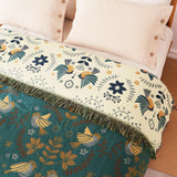 Boho Throw Blanket for Bed 100% Cotton Ultra Soft Rustic Quilt Fall Blanket Bird Floral Printed Farmhouse Decor Large Bed Blankets,60"×80" All Season Rustic Throw for Sofa Couch Chair LUTBM