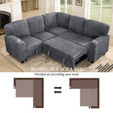 Ball & Cast L-Shaped Sleeper Sofa Bed,5 Seater Sectional Couch with Pull Out Bed and USB Charging,Cupholders & Storage Seats,Convertible Sofa Bed for Living Room,Apartment,Corduroy Fabric,Gray,81" Ball & Cast