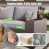 Aoxun 13 Pieces Patio Furniture Set with 44” Fire Pit Table Wicker Rattan Outdoor Sectional Conversation Set with Coffee Table and 4” Thickened Cushions, Gray(Waterproof Cover Included) Aoxun