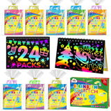 ZMLM Rainbow Scratch Party Favors Kids: Birthday Gifts Toy Bulk Scratch Art Notebook 24 Pack Birthday Goodie Bags Stuffers Girls Boys Art Craft Kit Pads Classroom Prizes School Supplies Teacher Return ZMLM