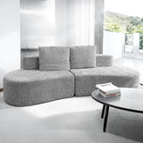 HOMRELEXA 98" Curved Couch with Half Moon Design, Sofa Bed with 2 Throw Pillows & 4 Seaters for Living Room, Office & Apartment,No Assembly Needed(Light Grey) HOMRELEXA