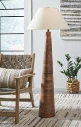 Signature Design by Ashley Danset Contemporary Wood Floor Lamp with 3-way Switch, Light Brown Signature Design by Ashley