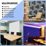 SHJADE 12 Pack Acoustic Panel Self-Adhesive, 14" X 12" X 0.4"High Density Sound Proof Padding, Hexagon Sound proof Insulation Beveled Edge Wall Tiles(White) SHJADE