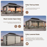 GREEN PARTY 12 X 18ft Hardtop Gazebo with Nettings and Curtains, Heavy Duty Double Roof Galvanized Steel, Outdoor Aluminum Gazebos Pergolas for Patios, Backyard, Deck, Garden, Lawns GREEN PARTY