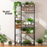 Artswish 72" Bakers Rack with Power Outlet, 8-Tier Freestanding Baker Racks Microwave Stand with Drawer, Coffee Bar Station with Basket and 10 S Hooks, Kitchen Appliance Shelves Rack, Rustic Brown Artswish