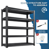 REIBII 72" H Garage Shelving Heavy Duty 3000 LBS 5 Tier Storage Shelves Adjustable Shelving Unit and Storage for Garage,Basement,Commercial 36" W x 16" D x 72" H REIBII
