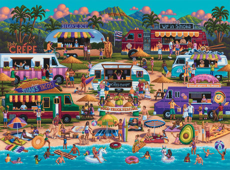 Buffalo Games - Pun Fuzzles - Hawaiian Food Truck Festival - 1000 Piece Jigsaw Puzzle Buffalo Games