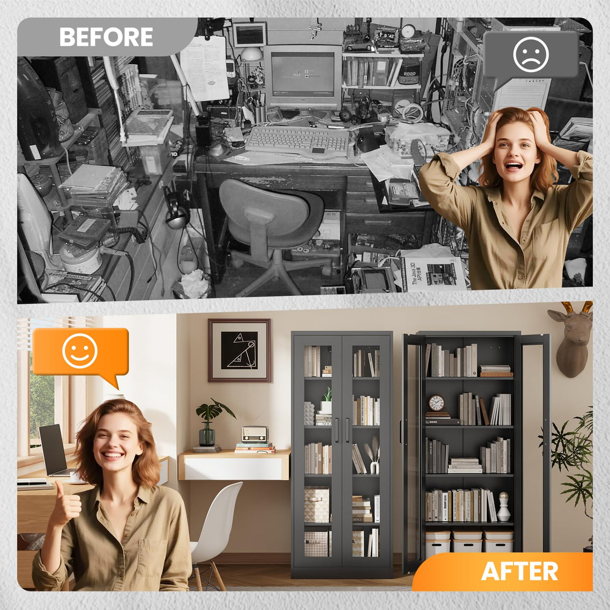 AFAIF Glass Display Cabinet with 4 Adjustable Shelves, 67”H Metal Curio Cabinets with Glass Door, Black Liquor Caninet Display Case for Home, Collectibles, Clinic, Living Room - Assembly Required AFAIF