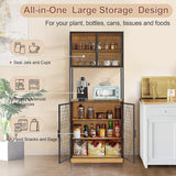 VECELO 72in Tall Kitchen Pantry Cabinet with Doors and Shelves, Large Freestanding Storage Cupboard with Countertop Hutch, Oak VECELO