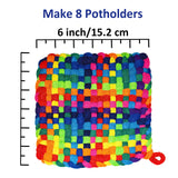 Tatahu Potholder Weaving Loom Kit - 300pcs Rainbow Knitting Refill Loops in 10 Colors, Make 8 Potholders for Beginners, DIY Arts and Crafts Tatahu