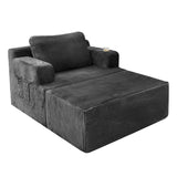 Homall Oversized Chaise Lounge Chair, Cloud Couch with Fluffy Upholstered, Deep Seat Sleeper Sofa Bed with Two Cup Holders, Comfy Boneless Couch No Assembly Required for Living Room, Apartment (Black) Homall