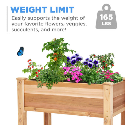 Jumbl Raised Canadian Cedar Garden Bed | Elevated Wood Planter for Growing Fresh Herbs, Vegetables, Flowers, Succulents | 34x18x30”