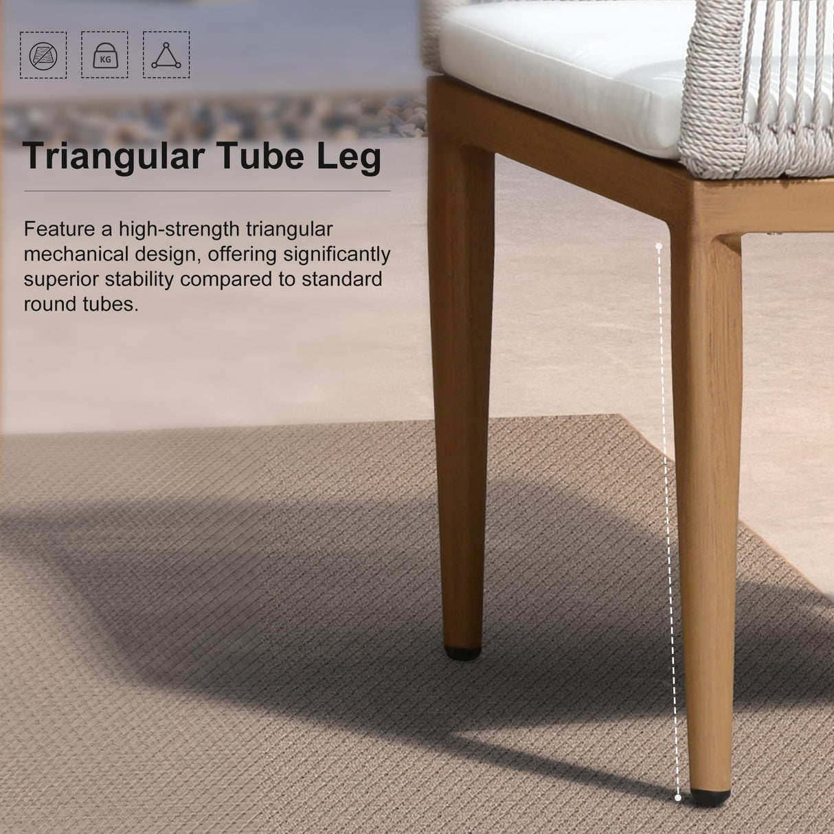 PURPLE LEAF 7 Pieces Patio Dining Set Aluminum Modern Rectangular Table and Rattan Arm Chairs with Cushions for Kitchen Porch Garden Outdoor Furniture Sets, Teak PURPLE LEAF