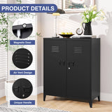 LISSIMO Metal Storage Cabinet,Home Office Cabinet with Doors and Adjustable Shelves,Locking Cabinet with Adjustabl Leg Levelers Assembly Required(Black) LISSIMO