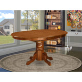 East West Furniture AVT-SBR-TP Avon Kitchen Dining Table - an Oval Wooden Table Top with Butterfly Leaf & Pedestal Base, 42x60 Inch, Saddle Brown East West Furniture