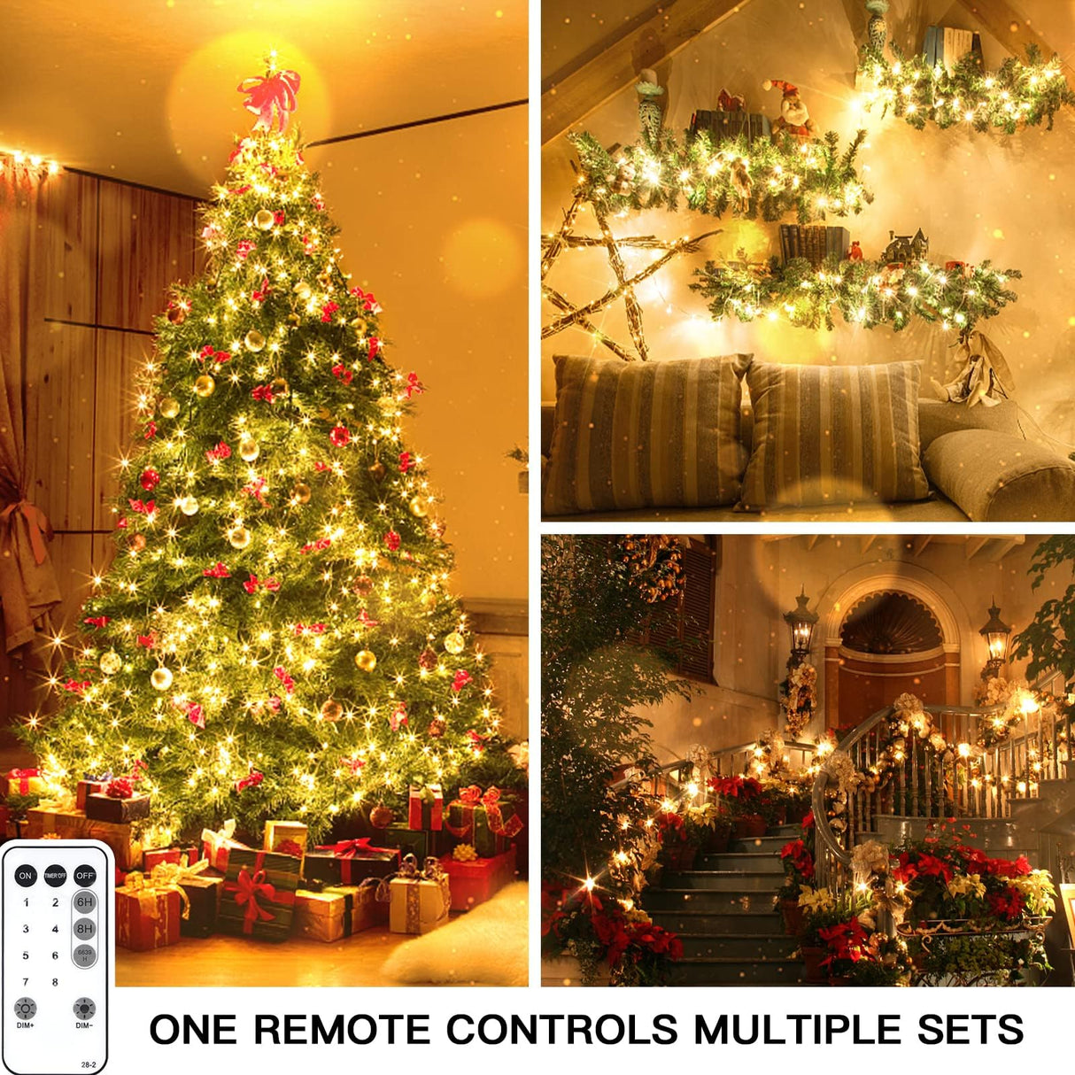 suddus 200 Led Christmas Lights Outdoor Waterproof, 66ft Fairy Lights Plug in Connectable, Warm White Christmas Lights Indoor for Xmas Tree Holiday Party Porch Decor suddus